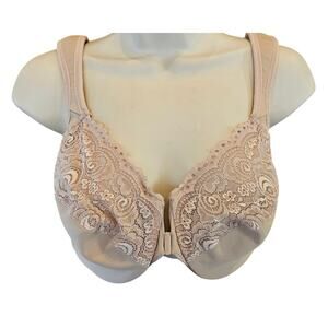 Front-Closure WonderWire Bra 44C glamorise support full coverage nude café EUC